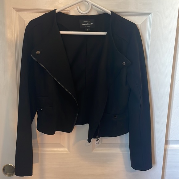 EUC Haute Monde Women's Juniors Casual Faux Suede Moto Jacket S - Picture 3 of 8